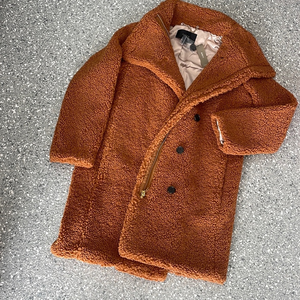 Cozy womens jcrew size 0 oversized shearling style coat